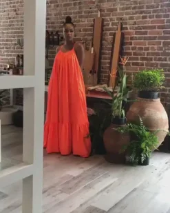 Plus Size Spaghetti Strap Ruffle Beach Maxi Swing Dress