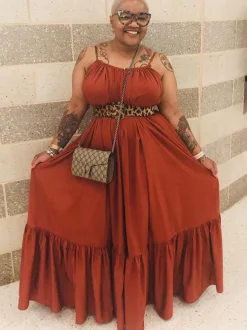 Plus Size Spaghetti Strap Ruffle Beach Maxi Swing Dress