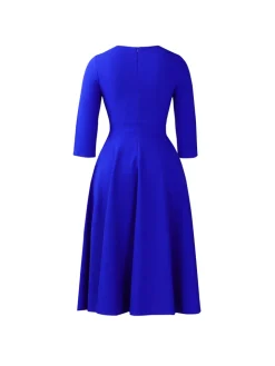 Plus Size Square Neck Pleated Dress
