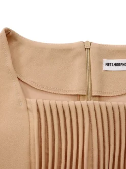 Plus Size Square Neck Pleated Dress