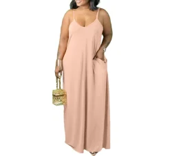 Plus Size Strap Maxi Dress With Pockets