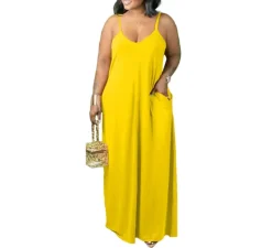 Plus Size Strap Maxi Dress With Pockets