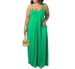 Plus Size Strap Maxi Dress With Pockets