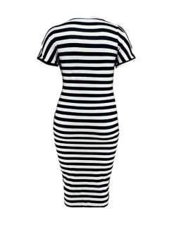 Plus Size Striped Dress with Pockets