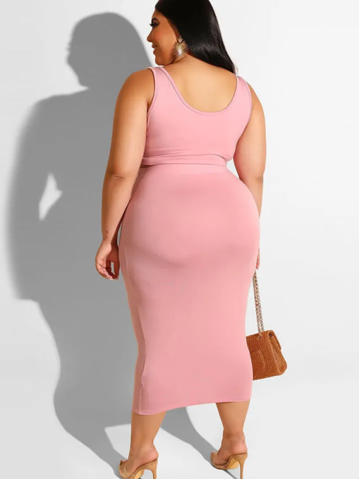 Plus Size Two Piece Tank Top Maxi Skirts Set