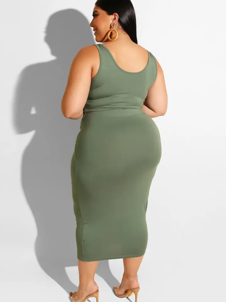 Plus Size Two Piece Tank Top Maxi Skirts Set