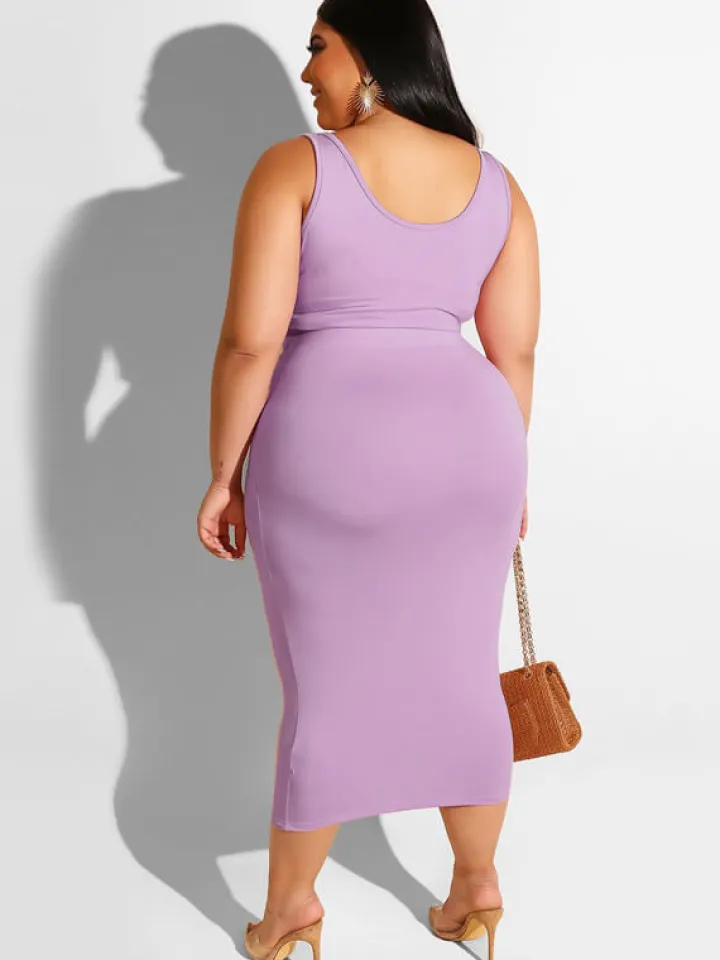 Plus Size Two Piece Tank Top Maxi Skirts Set