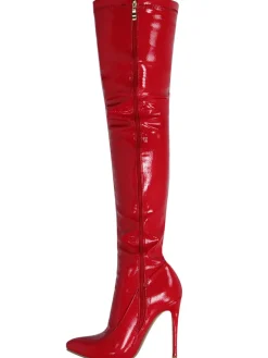 Pointed Toe Patent Leather Over-the-Knee Boots