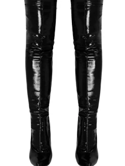Pointed Toe Patent Leather Over-the-Knee Boots