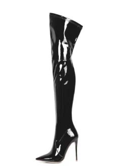 Pointed Toe Patent Leather Over-the-Knee Boots