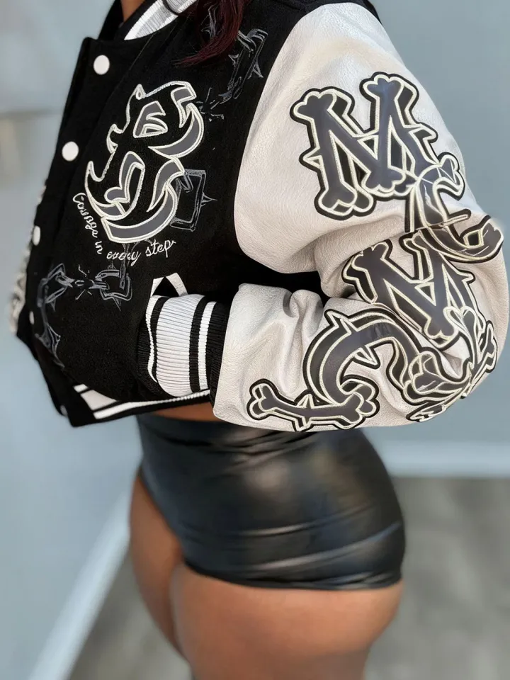 Print Double Layer Baseball Jacket