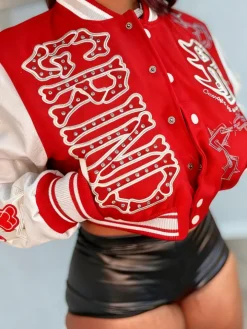 Print Double Layer Baseball Jacket