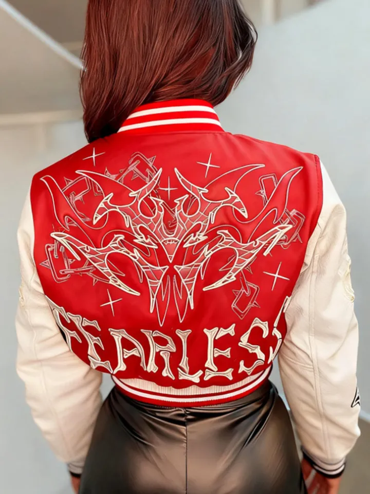 Print Double Layer Baseball Jacket
