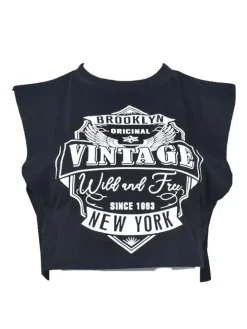 Printed Sleeveless Cut Out Crop Top