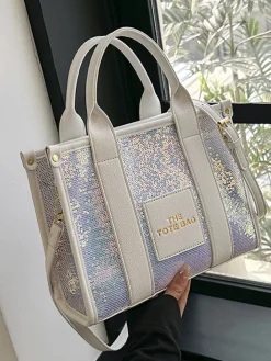 PU Glitter Sequins Versatile Travel Tote Bag