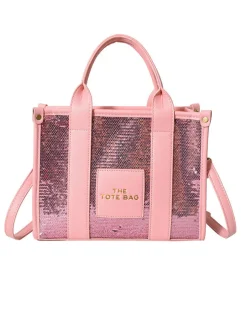 PU Glitter Sequins Versatile Travel Tote Bag
