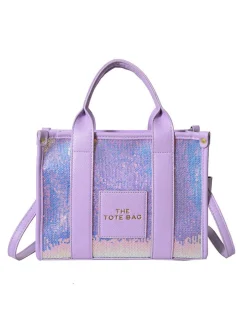PU Glitter Sequins Versatile Travel Tote Bag
