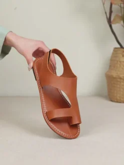 PU Leather Flat Toe-Ring Sandal