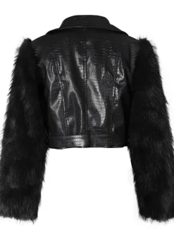 PU Leather Patchwork Moto Jacket