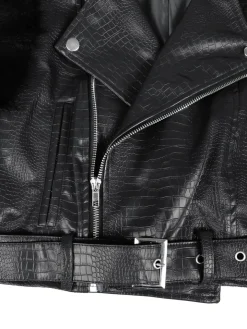 PU Leather Patchwork Moto Jacket