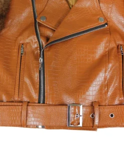 PU Leather Patchwork Moto Jacket