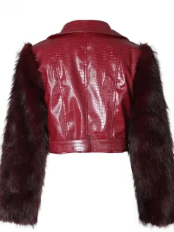 PU Leather Patchwork Moto Jacket