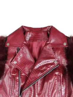 PU Leather Patchwork Moto Jacket