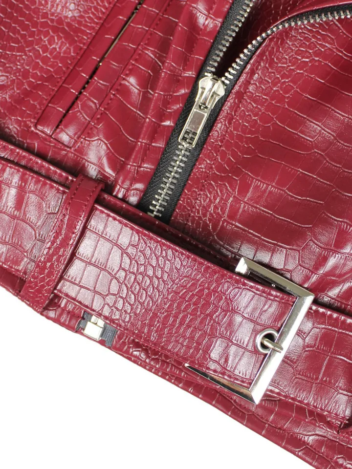 PU Leather Patchwork Moto Jacket