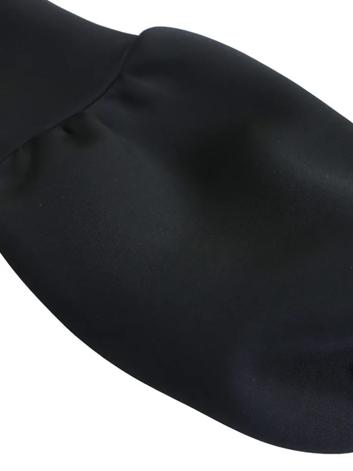 Puff Sleeve Bow-Tie Neck Flared Midi Dress