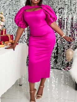 Puff Sleeve Hollow Out Party Dress