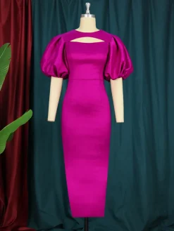 Puff Sleeve Hollow Out Party Dress