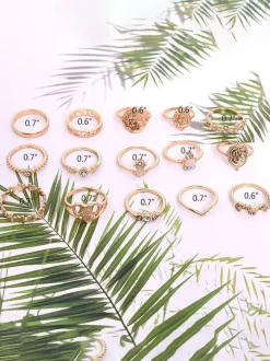 Retro Geometric Cross Gold Coin Rings