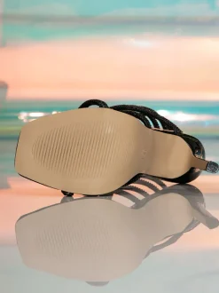 Rhinestone Ankle-Wrap High Heel Sandals