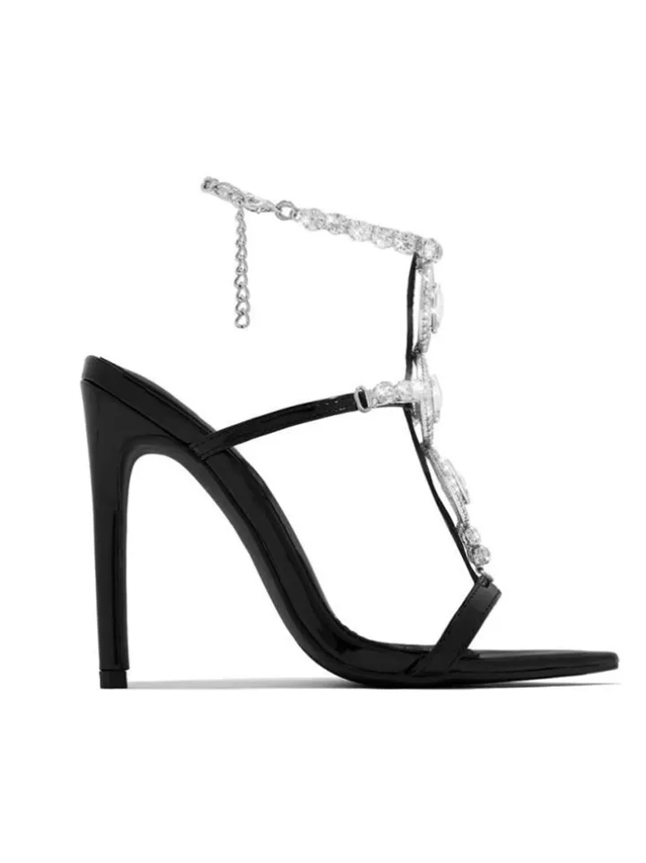 Rhinestone Chain Strap Stiletto Heels