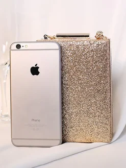 Rhinestone Glitter Chain Cuboid Handbag