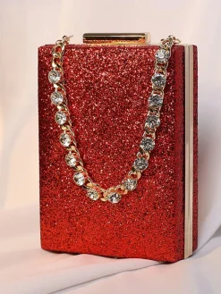 Rhinestone Glitter Chain Cuboid Handbag