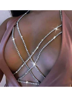 Rhinestone Glitter Crisscross Body Jewelry