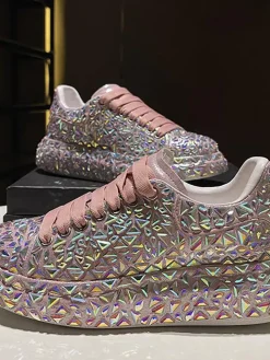 Rhinestone Lace-Up Chunky Sneaker