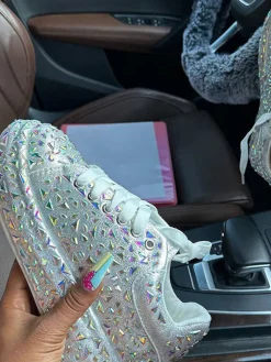 Rhinestone Lace-Up Chunky Sneaker