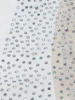 Rhinestone Mesh Patchwork Zip Up Short Jumpsuit