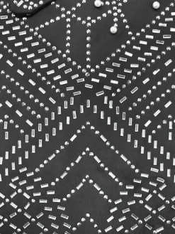 Rhinestone One-Shoulder Maxi Dress