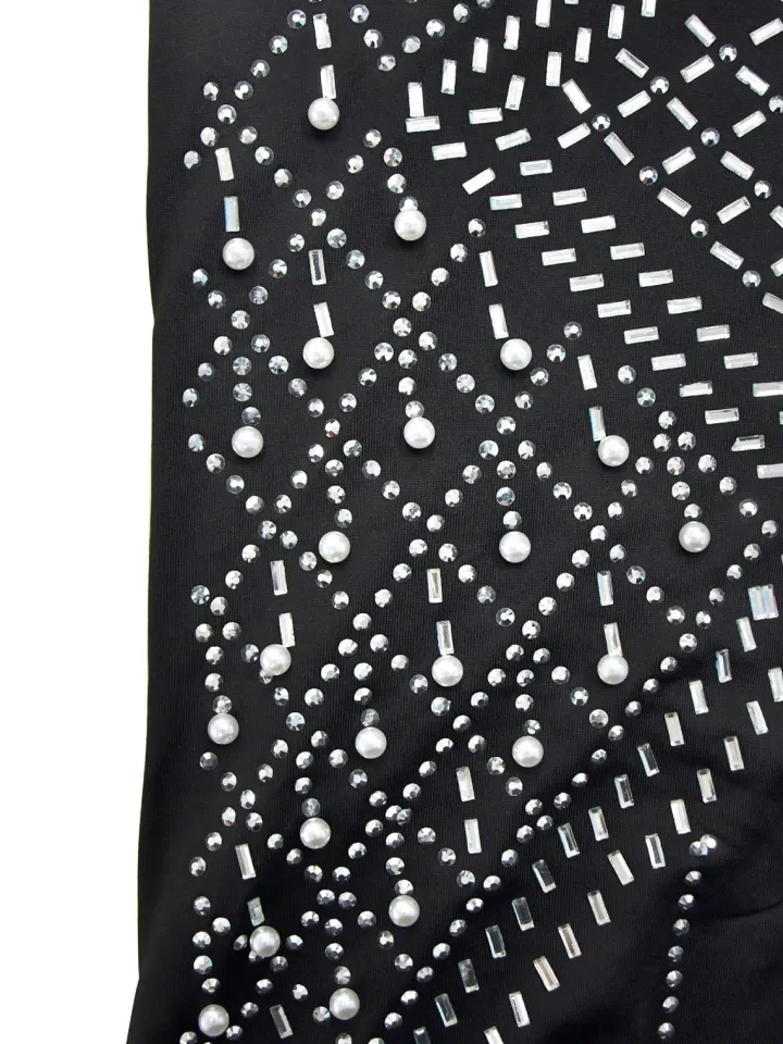 Rhinestone One-Shoulder Maxi Dress