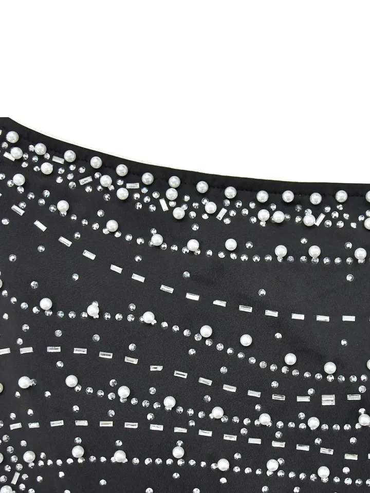 Rhinestone One-Shoulder Maxi Dress