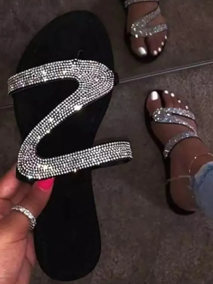 Rhinestone Patchwork Flip Flop