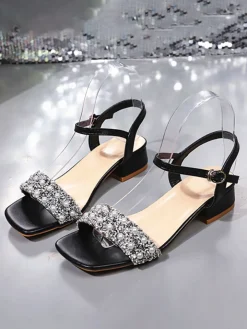 Rhinestone Pearl Strap Sandals