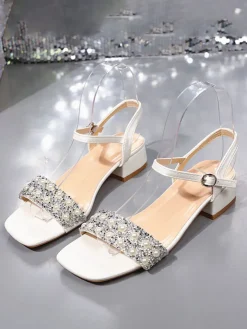 Rhinestone Pearl Strap Sandals