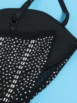 Rhinestone Spaghetti Strap Tulle Layered Dress