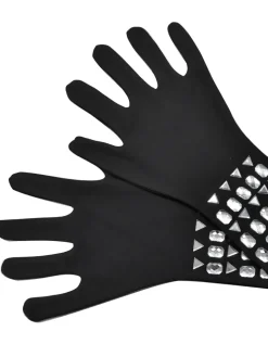 Rhinestone Spaghetti Strap Dress with Gloves