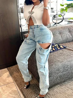 Rhinestone Split Hem Crop Top