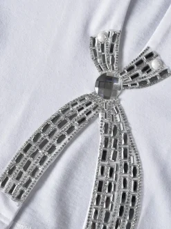 Rhinestone Split Hem Crop Top